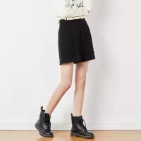[2.5折价91元]唐狮新款休闲裤中短裤女秋冬季高腰外穿显瘦百搭毛呢短裤宽松