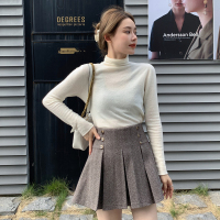 唐狮冬季新款半身百褶裙毛呢A字短裙高腰显瘦学院风in潮韩版