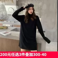 [1折价46.9元叠加优惠券]唐狮秋冬季新款百搭in摇粒绒高领针织长袖连衣裙女学生潮流
