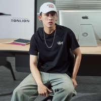 唐狮春夏新款短袖T恤男纯色宽松潮流学生外穿打底衫半袖上衣