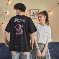 唐狮情侣装夏装新款短袖T恤纯棉韩版潮流白色半袖上衣女宽松