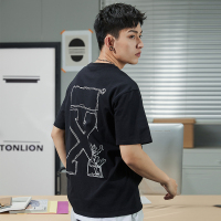 [2.5折价41元]唐狮夏新款短袖T恤男纯棉韩版宽松白色上衣学生潮流半袖衫in