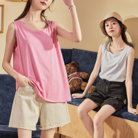 [99元任选5件]任选件唐狮夏季新款背心女外穿潮运动宽松bf风无袖上衣女黑色白色T恤