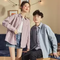 [1折价36.9元,叠加优惠券]唐狮情侣装春季衬衫男女长袖全棉宽松学生衬衣休闲百搭情侣衣服