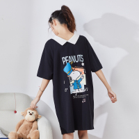 [1折价36.9元叠加优惠券]史努比联名唐狮小个子连衣裙春秋新款女短款黑色裙子韩版潮