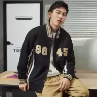 [1折价66.9元叠加优惠券]唐狮春季新款外套男棒球服韩版潮流飞行员夹克棒球领棒球服男