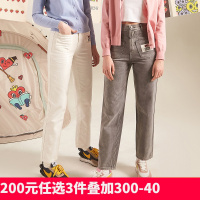 桃心联名唐狮春夏新款女牛仔长裤修身显瘦弹力直筒韩版潮流