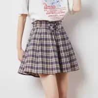 [3件8.5折59.4元,叠加优惠券]唐狮夏装新款休闲短裤女显瘦裙裤网红格子裤女宽松高腰短裤夏