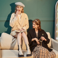 猫和老鼠联名唐狮春秋新款西装外套韩版宽松chic女西装上衣