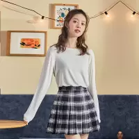 [3件8.5折33.9元,叠加优惠券]唐狮春装新款女长袖T恤打底衫圆领内搭百搭纯色简约上衣修身