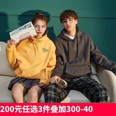 [1折价42.9元,叠加优惠券]唐狮春秋季新款情侣卫衣男女加绒情侣装宽松加绒连帽in潮牌
