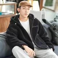 [3件8.5折143.7元,叠加优惠券]唐狮仿羊羔绒棉衣男秋冬刺绣连帽棉服学生抓绒仿羊羔毛棉袄潮
