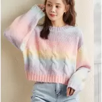 [1折价42.9元,叠加优惠券]唐狮早秋新款炫彩开衫针织外套女V领外穿长袖温柔宽松毛线衫