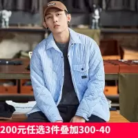 唐狮秋冬季夹棉厚衬衫长袖男宽松上衣国潮牌复古保暖衬衣外套