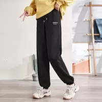 [1折价32.9元,叠加优惠券]唐狮春秋季新款裤子休闲裤灰色加绒运动裤女宽松束脚高腰卫裤