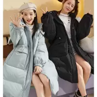 [1折价149.9元,叠加优惠券]唐狮冬季新款羽绒服女中长款设计感小众白色连帽厚外套潮流
