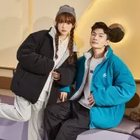 [3件8.5折169.9元,叠加优惠券]唐狮冬季新款情侣羽绒服双面穿摇粒绒短款羽绒保暖情侣装潮