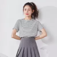 唐狮夏新款女港风条纹复古休闲时尚学生减龄裙裤