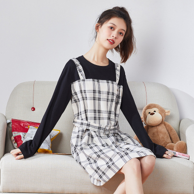 [2.5折价84元]唐狮新款女装早春连衣裙女夏假两韩版温柔气质格裙初恋裙子
