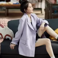 [1折价66.9元,叠加优惠券]唐狮早秋新款西装外套女春秋韩版宽松百搭上衣净色休闲Y