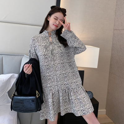[1折价62.9元,叠加优惠券]唐狮早春新款女花边领绑带连衣裙中长款宽松韩版显瘦气质潮ZW