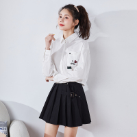 唐狮春夏装新款衬衫女白色长袖百褶裙JK学院风裙装