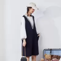 [1折价49.9元,叠加优惠券]唐狮春秋季新款连衣裙女中长款假两卫衣裙韩版宽松休闲裙子