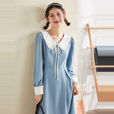 [2.5折价93元]唐狮温柔风连衣裙春装新款女春秋百搭中长款韩版气质裙子女夏