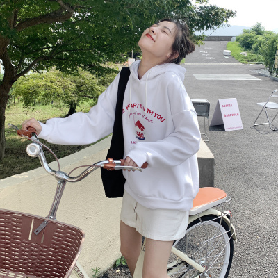 [200元任选3件]唐狮新款早秋圆领卫衣女甜美宽松薄款上衣ins设计感小众外套