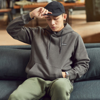 唐狮春秋季新款卫衣男加绒连帽宽松港风白色灰帽衫外套in潮