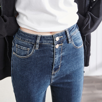 唐狮秋冬新款女牛仔长裤抓绒铅笔裤修身显瘦时尚潮流裤子