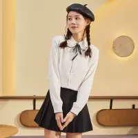 [3件8.5折67.9元,叠加优惠券]唐狮长袖蝴蝶结衬衫女秋装新款厚款韩版小清新时尚百搭衬衫