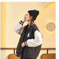 [1.5折价115元]唐狮棒球服外套女秋冬新款韩版加厚百搭上衣夹棉夹克拼接棉衣