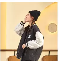 [1折价79.9元,叠加优惠券]唐狮棒球服外套女秋冬新款韩版加厚百搭上衣夹棉夹克拼接棉衣