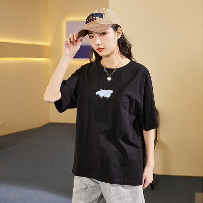 [2.5折价57元]唐狮夏季新款女短袖T恤小众别致上衣设计感小众韩版宽松内搭