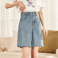 唐狮春夏季新款牛仔短裤女韩版宽松中裤女显瘦学生高腰分裤潮裤