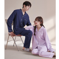 唐狮情侣睡衣女薄款春秋季新款长袖大码外穿家居服男女两