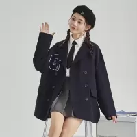 [3件8.5折135.9元,叠加优惠券]唐狮新款西装外套女春秋宽松休闲气质上衣通勤风黑色外套