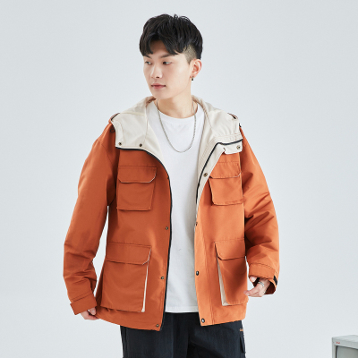 [2.5折价151元]唐狮春装新款外套男工装口袋连帽外套潮流男生高级夹克春秋