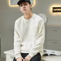 唐狮春季新款长袖T恤男华夫格休闲韩版上衣服重磅打底衫t潮流