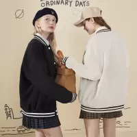 [1折价59.9元,叠加优惠券]加菲猫联名唐狮春秋新款棒球服女学院风宽松百搭休闲外套Q