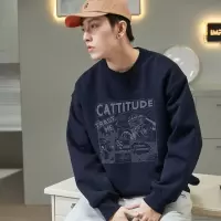 [1折价39.9元,叠加优惠券]唐狮春秋季新款卫衣男无帽圆领宽松加菲猫联名设计感小众潮牌