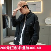 唐狮春季辑明线工装衬衫男长袖多口袋时尚个性全棉衬衣上衣潮