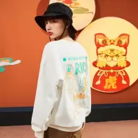 [3件8.5折84.9元,叠加优惠券]唐狮春装新款卫衣女chic港风设计小众白色卫衣国潮圆领潮in