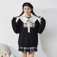 [1折价46.9元,叠加优惠券]唐狮春装新款卫衣女设计感小众黑色卫衣小个子潮