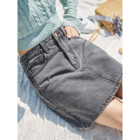[2.5折价44元]唐狮半身裙女夏装新款显瘦百搭黑色牛仔短裙小个子穿搭a字裙