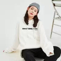 [8.5折价76.4元叠加优惠券]唐狮春季新款卫衣女连帽小个子设计感小众克莱因蓝外套美潮