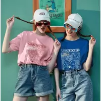 [1折价26.9元,叠加优惠券]唐狮夏装新款女短袖T恤休闲潮牌短袖上衣女白色宽松设计感in