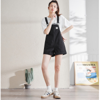 [2.5折价78元]唐狮夏季新款牛仔背带裤短裤女显瘦宽松阔腿直筒连体裤韩版潮