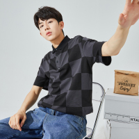 [99元任选2件]任选件唐狮夏季新款男格子Polo短袖时尚保罗衫翻领上衣潮流百搭男装